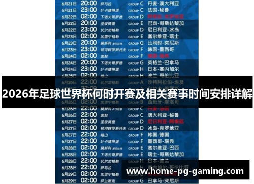 2026年足球世界杯何时开赛及相关赛事时间安排详解
