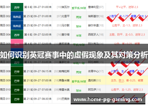如何识别英冠赛事中的虚假现象及其对策分析